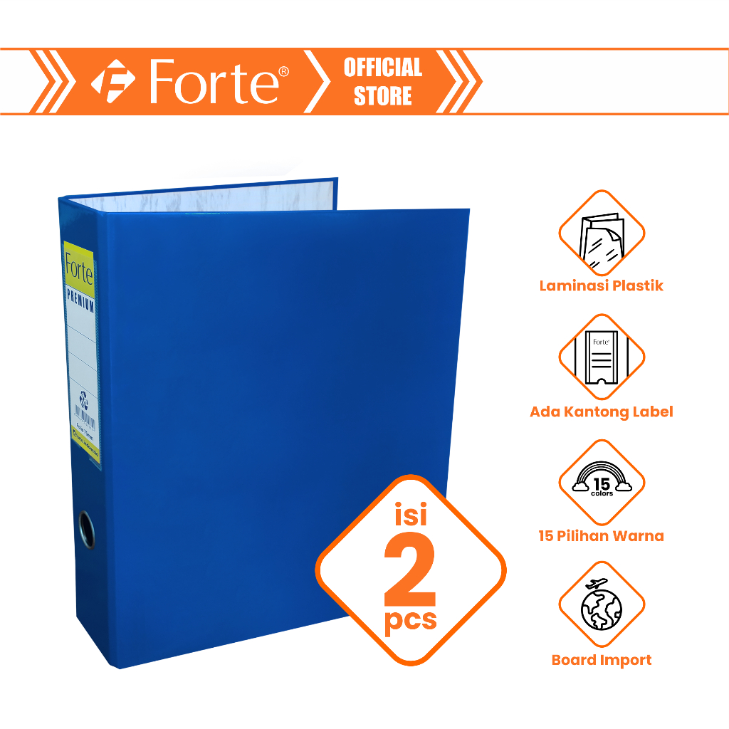 

[Forte] [2pcs] Ordner Enduro+ Premium Lever Arch File Folio F4 75mm - Biru