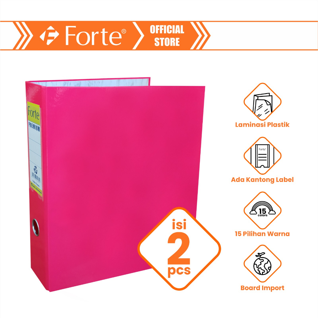 

[Forte] [2pcs] Ordner Enduro+ Premium Lever Arch File Folio F4 75mm - Pink