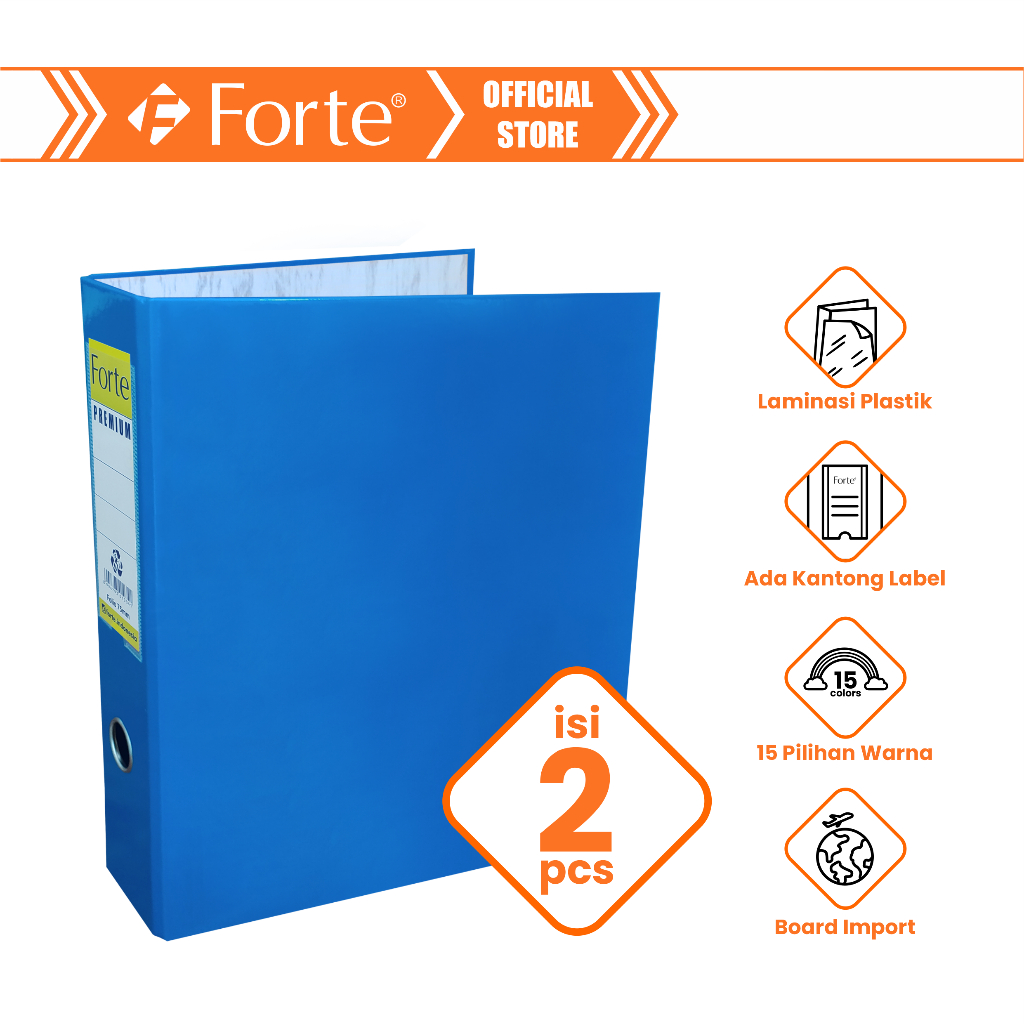 

[Forte] [2pcs] Ordner Enduro+ Premium Lever Arch File Folio F4 75mm - Light Blue