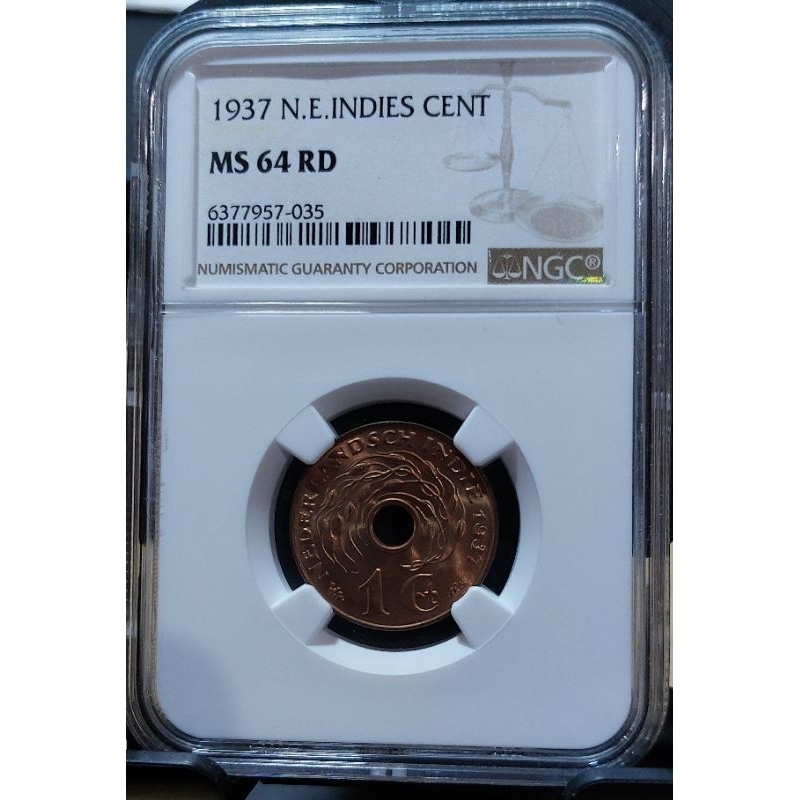 1 Cent Netherlands Indisch 1937 MS 64 RD