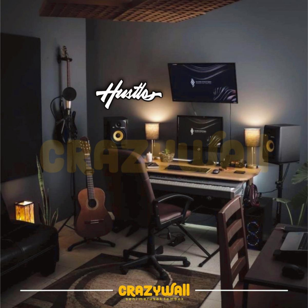 Hiasan dinding lettering “HUSTLE“ wall decor aesthetic kamar cewek kamar cowok