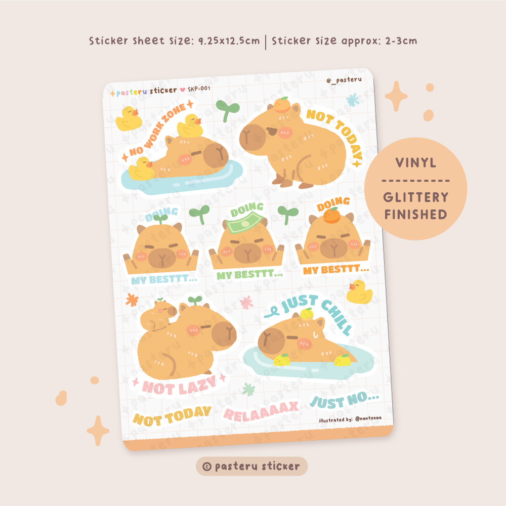 

Capybara KAPPI Mood | Glitter - Pasteru | Bujo Planner Journal Sticker