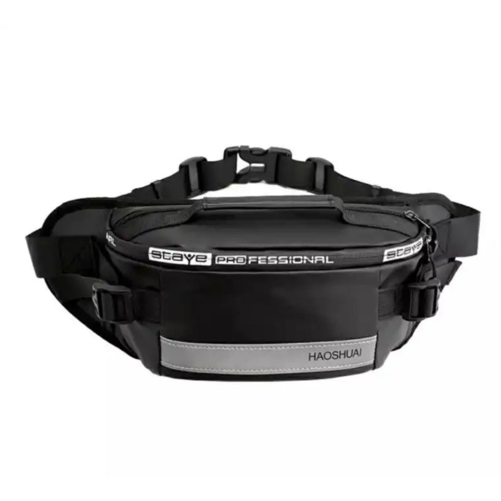 Tas Profesional Hitam Selempang Waistbag Pria Anti Air Bolak Balik Waterproof