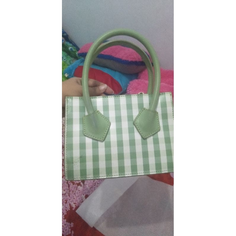 Prelove tas pedro hijau kotak brand fashion