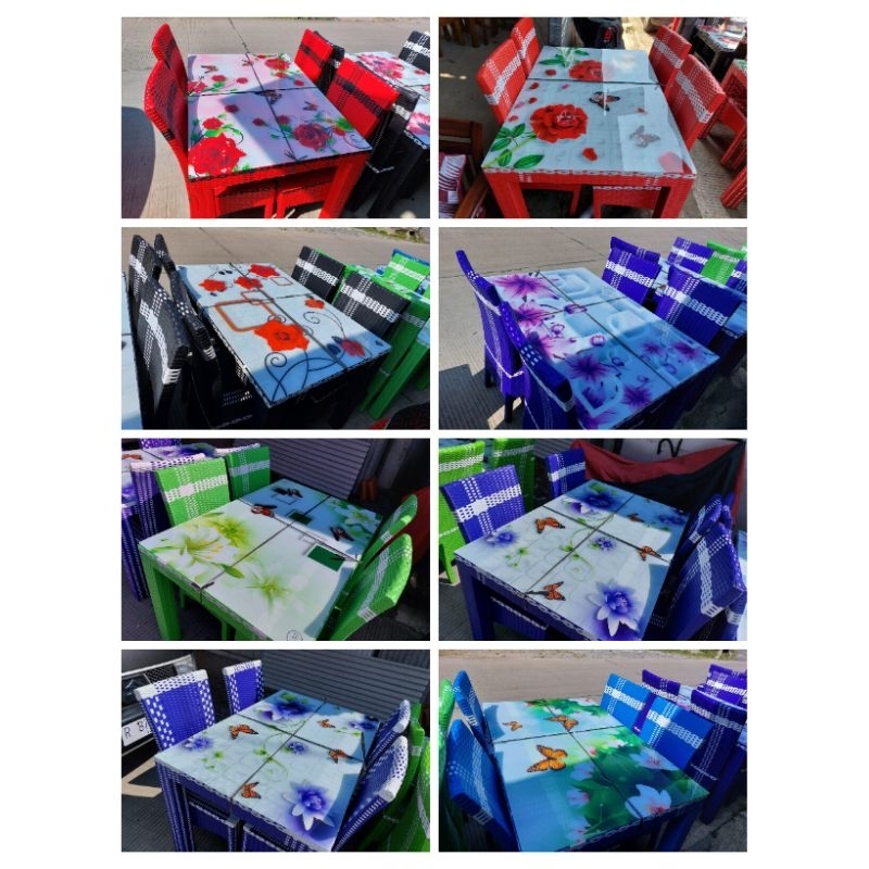 meja makan rotan 4 kursi meja makan rotan sintetis meja makan murah