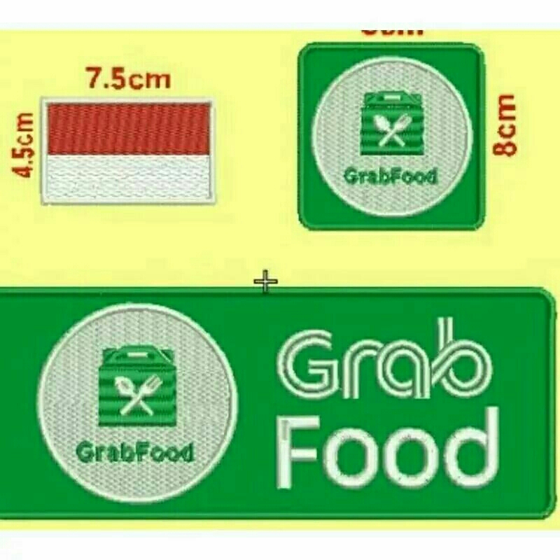 Emblem Grab Food 1set Lengkap Bordir Komputer Logo Grab