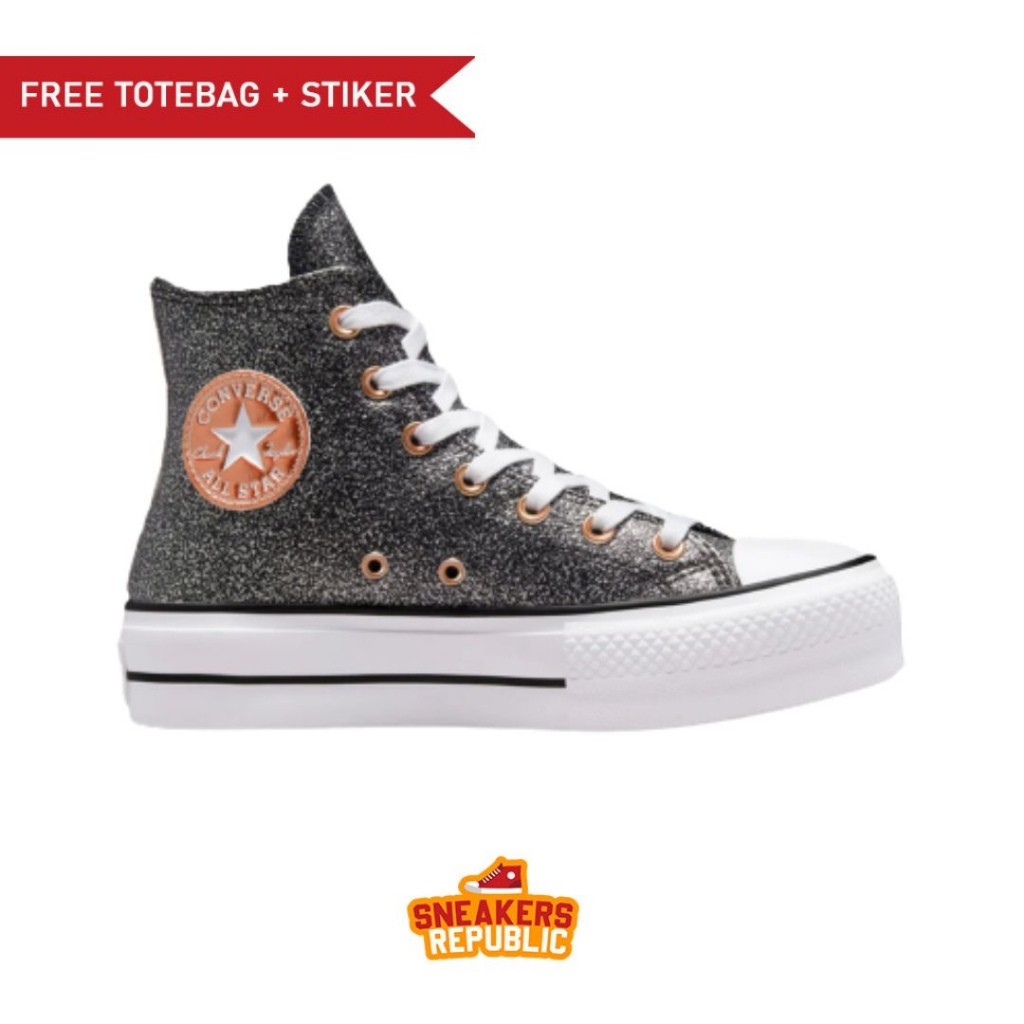 SEPATU CONVERSE CT AS LIFT PLATFORM METALLIC GLITTER BLACK COOPER PRIA