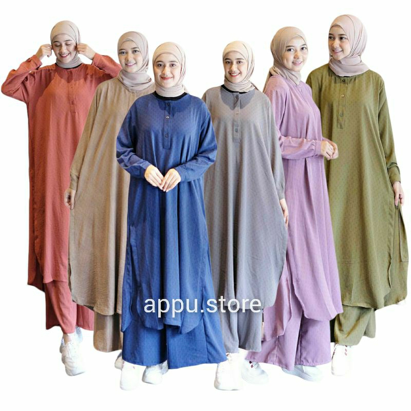 Hijab Sisters Aleta One Set Wanita Kekinian Jumbo Crinkle Airflow Jaguard Premium Motif Polos LD 125