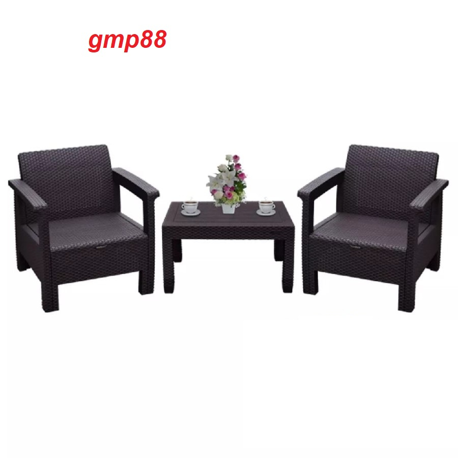 NAPOLLY SOFTAN 1 + 1 + MEJA SOFA ROTAN RUANG TAMU TERAS [ BATAM ]