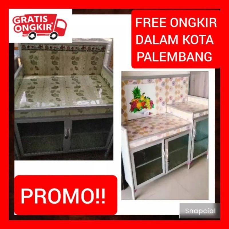 KHUSUS PALEMBANG MEJA KOMPOR KERAMIK ALUMINIUM + RAK PIRING 4 DAN 6 KERAMIK