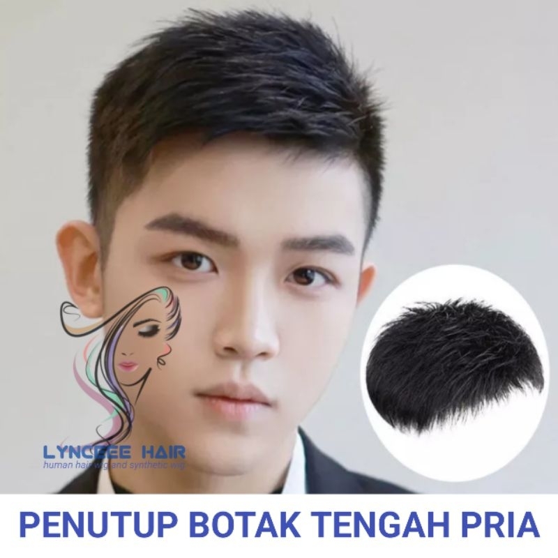Wig Tutup Botak Tengah Pria Model Toupee Hairclip Penutup Rambut Botak dan Uban
