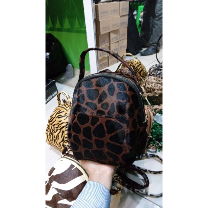 tas ransel mini motif loreng macan asli kulit terlaris