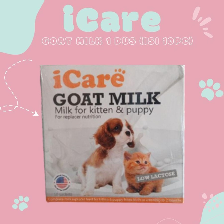 

iCare Goat Milk 1 BOX isi 10 sachets - Susu Kucing Anjing i Care - 1 BOX