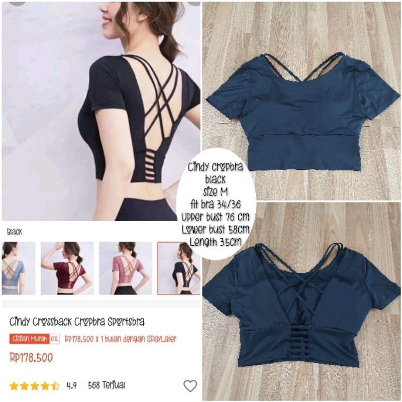 Cindy cropbra crop bra sport bra black preloved