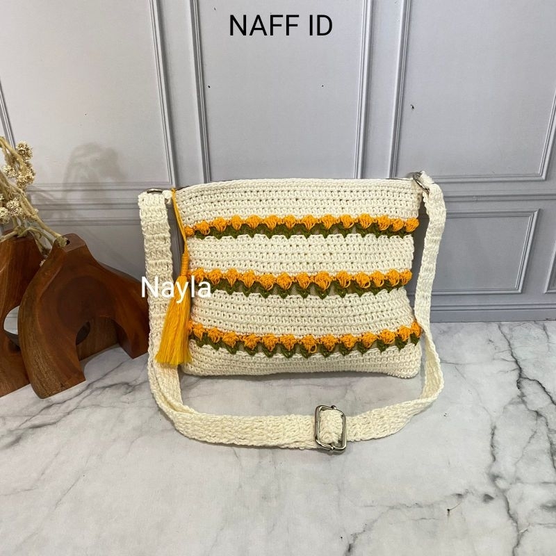 NAFF.ID-&quot;Nayla&quot; Tas Selempang Rajut Handmade Bunga Tulip