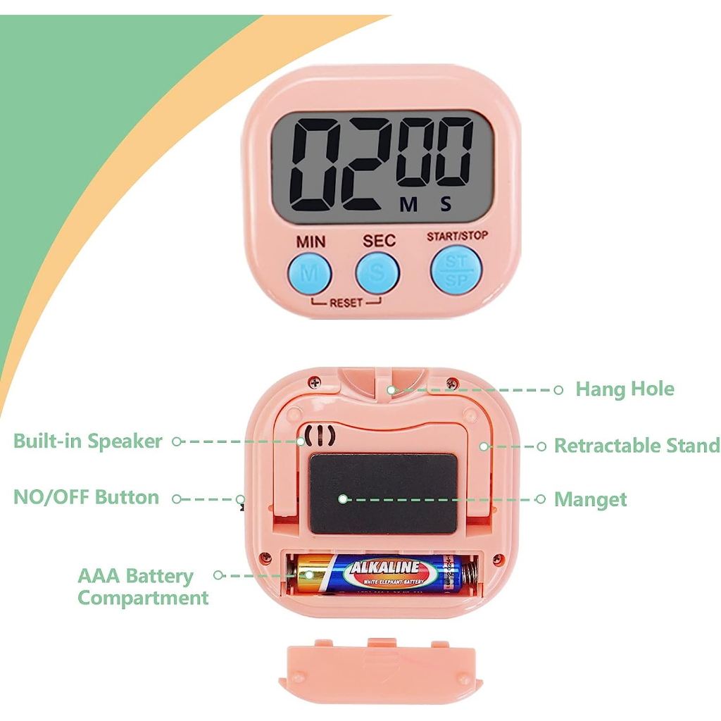 Digital Kitchen Timer / Alarm Dapur Masak / Clock Stopwatch Jam Digital