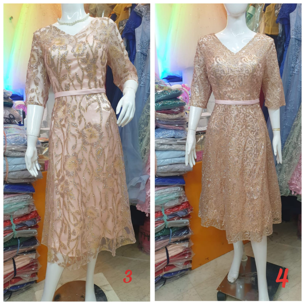 Bridal dress pesta rose gold glitter dress midi premium fio06