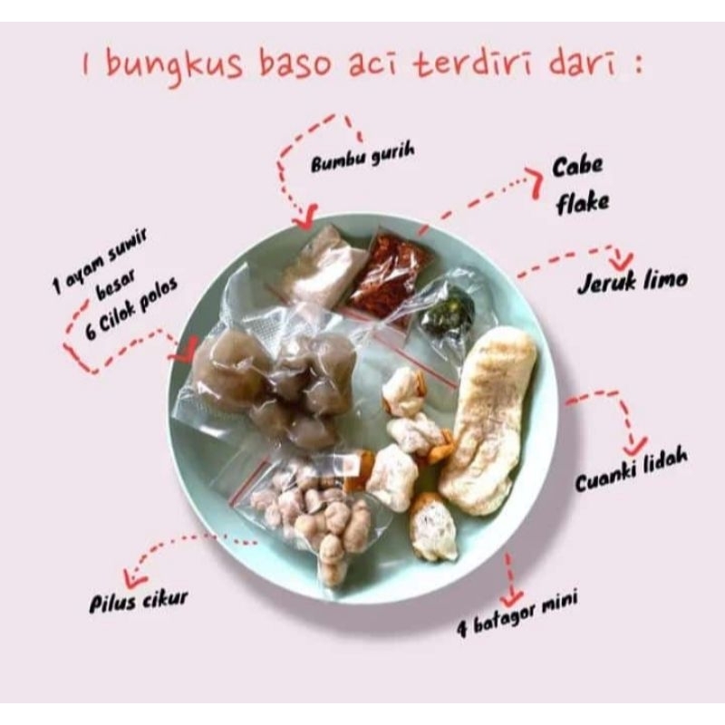 

Baso aci cuanki instan isi ayam suwir