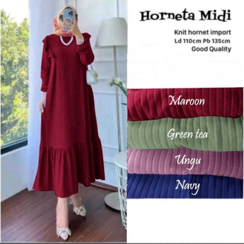 RR DRESS HORNETA DRESS BUSUI GAMIS BUSUI DRESS KNIT IMPORT GAMIS KNIT IMPORT DRESS MARON DRESS PLUM 