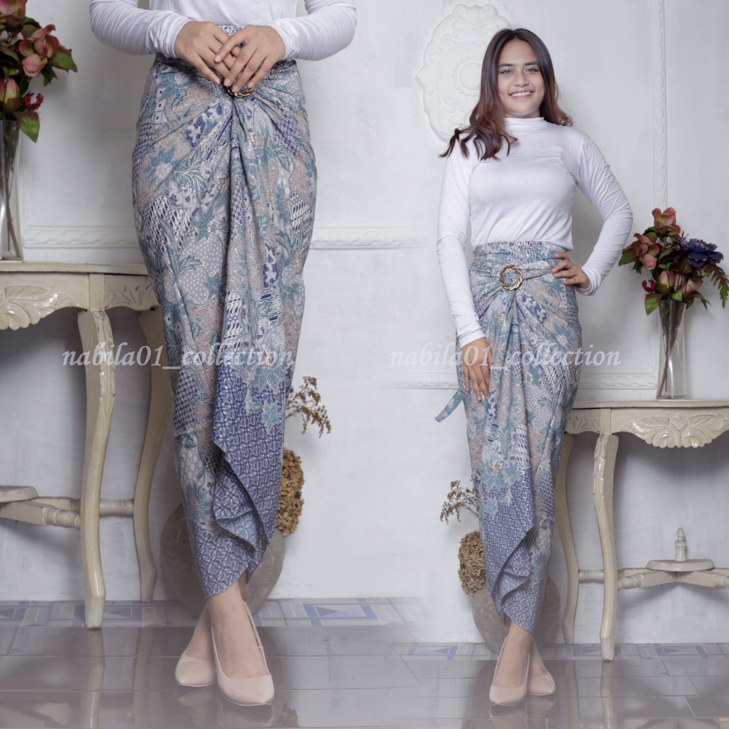 ROK LILIT BATIK PREMIUM GOLD FOIL / BAWAHAN WANITA / MEGA MENDUNG SILVER