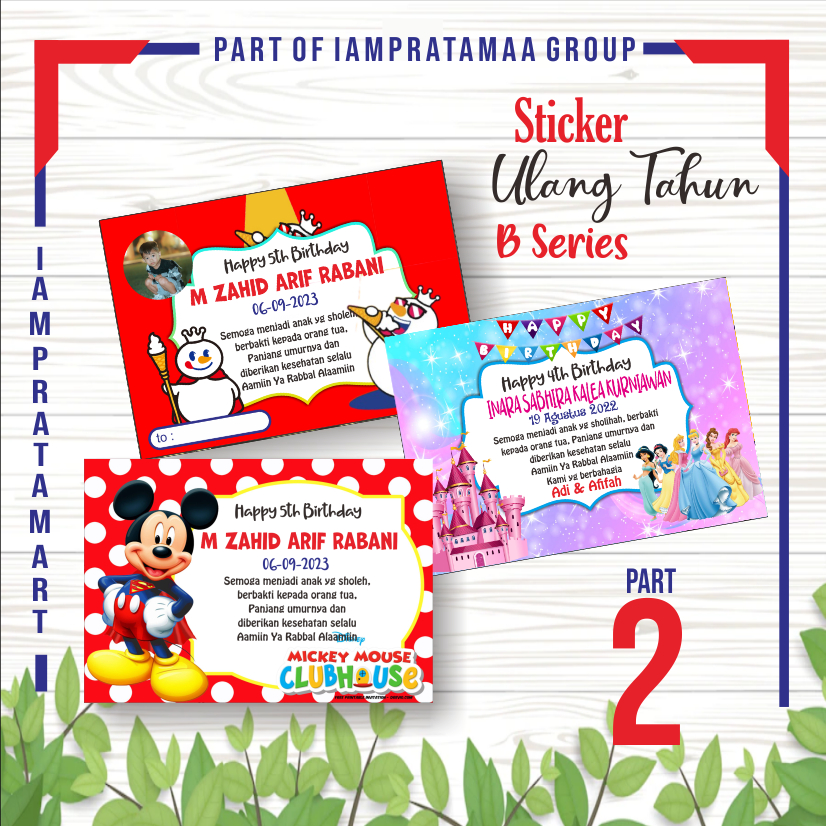 

IAMPRATAMART - STIKER KOTAK NASI BOX DAN KARTU UCAPAN UNTUK ACARA ULANG TAHUN ANAK