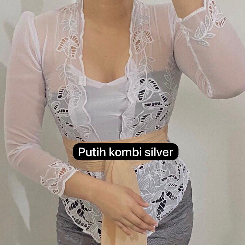 Kebaya bordir motif daun Kebaya bordir putih tangan panjang Kebaya bordir bali