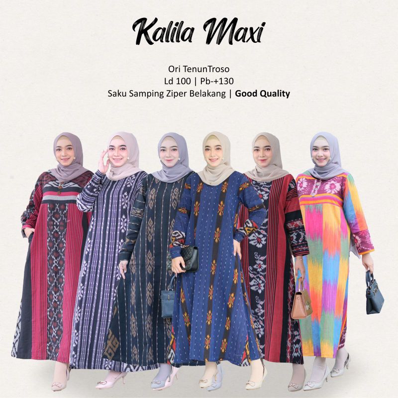 Kalila maxy - dress tenun wanita - gamis tenun asli troso ori