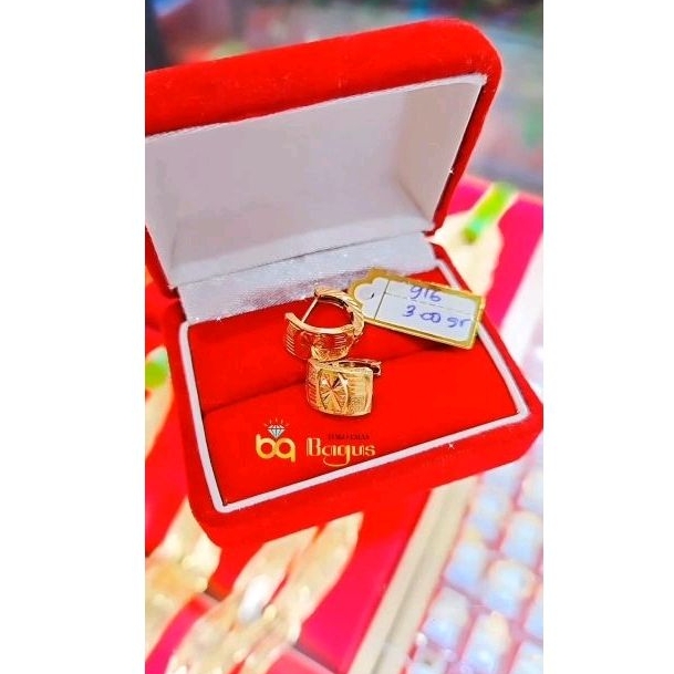 Anting Klip Emas Asli Variasi Batik 916k