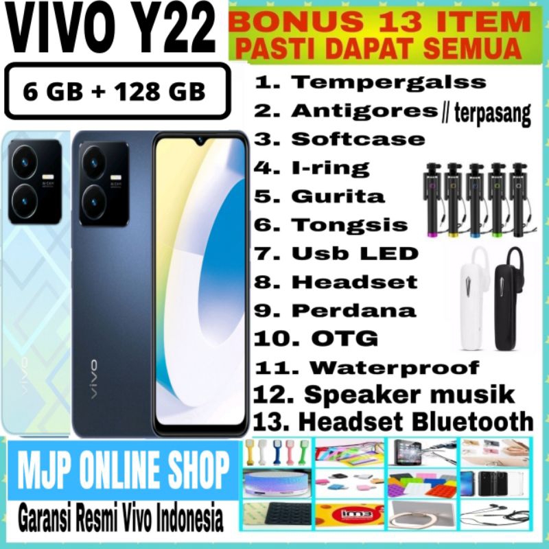 VIVO Y22 6/128 GB &amp; 4/64 GB RAM 6GB ROM 128GB GARANSI RESMI VIVO INDONESIA