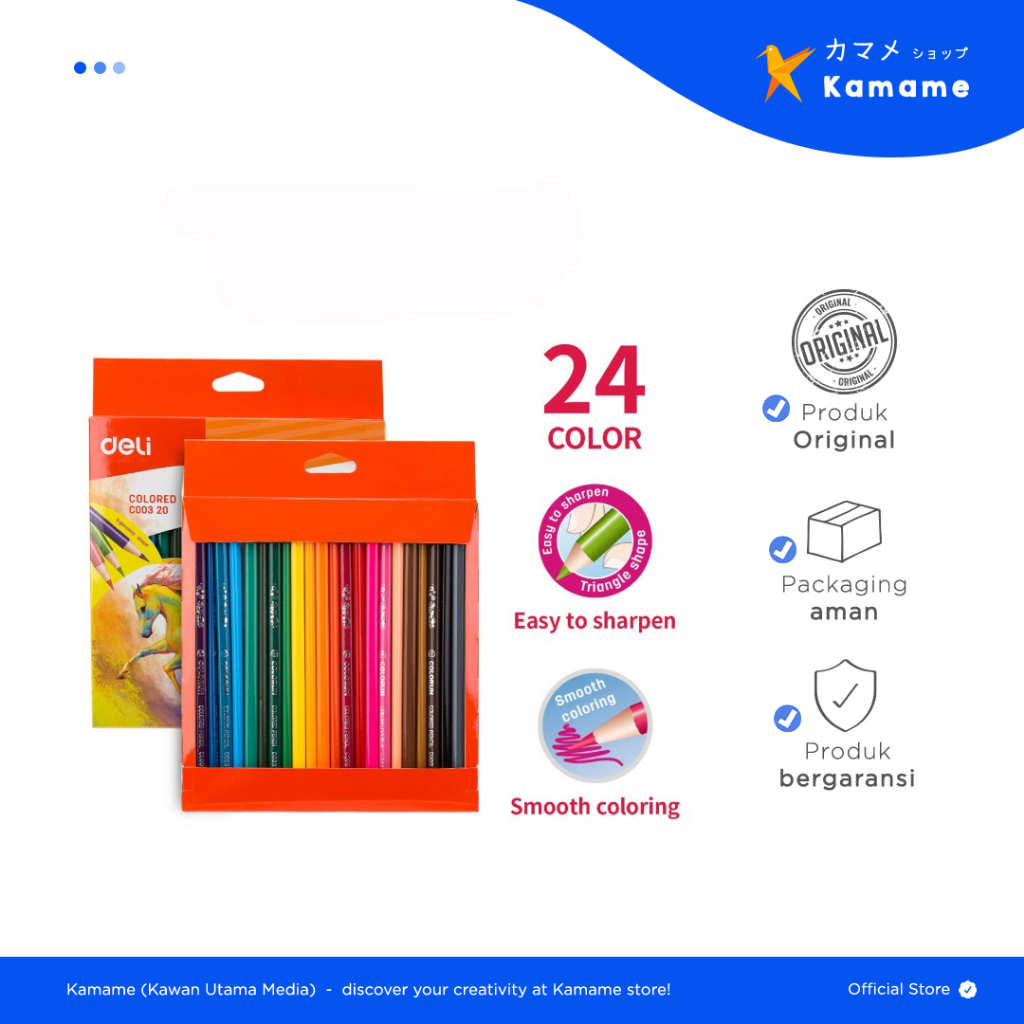 

Deli Pensil Warna 12/18/24/36 warna menghasilkan warna warni yang halus, tidak beracun EC00320 EC00300 EC00310 EC00330