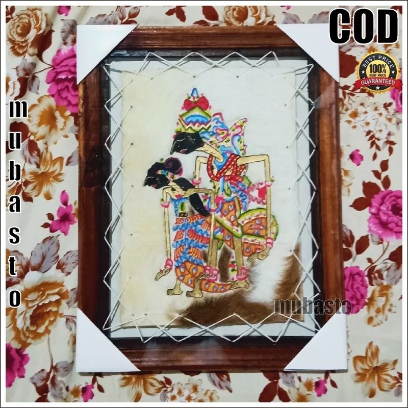 KALIGRAFI LUKISAN WAYANG RAMA SHINTA KULIT KAMBING ASLI HIASAN DINDING KALIGRAFI GRATIS PACKING