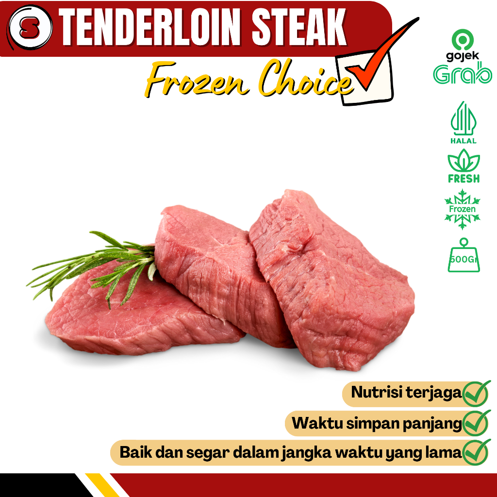 

Sapina Daging Sapi Daging Tenderloin Potongan Steak / Has Dalam / Lulur Dalam Sapi Lokal Murah & Halal 500gr