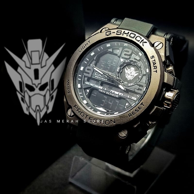 Jam Tangan Gundam X G Shock GST Black Digital Analog + Bonus