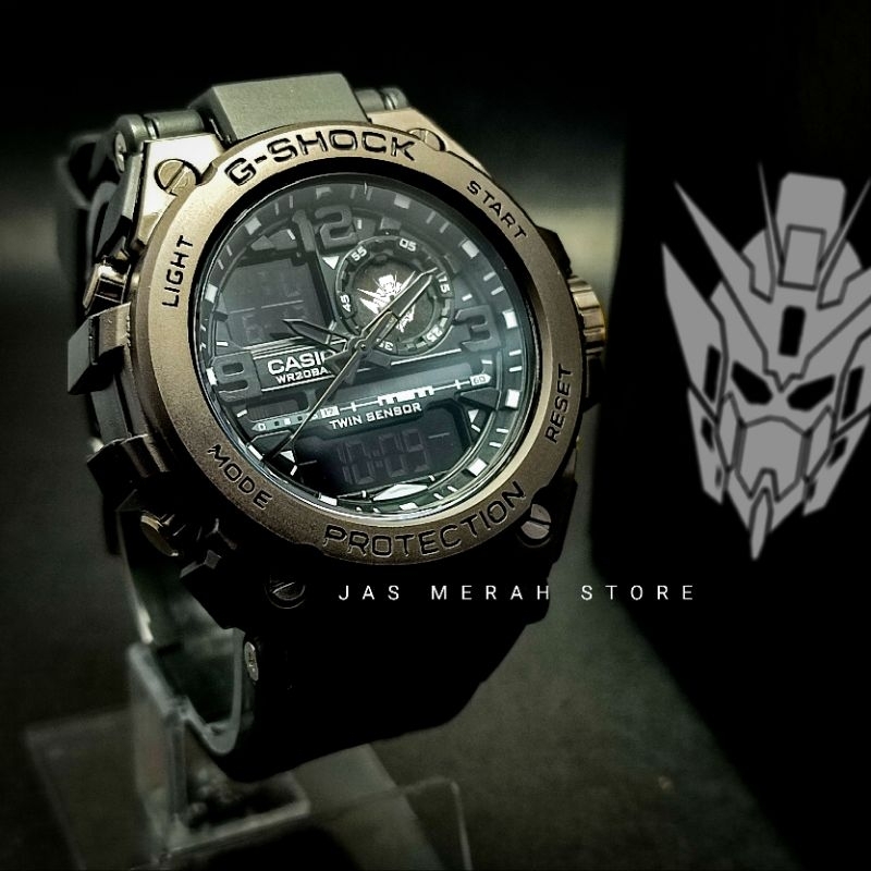 Jam Tangan Gundam X G Shock GST Black Digital Analog + Bonus