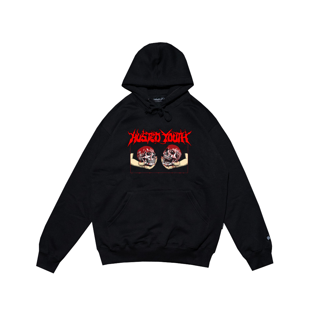 HUSTED YOUTH TWINSKUL BLACK HOODIE