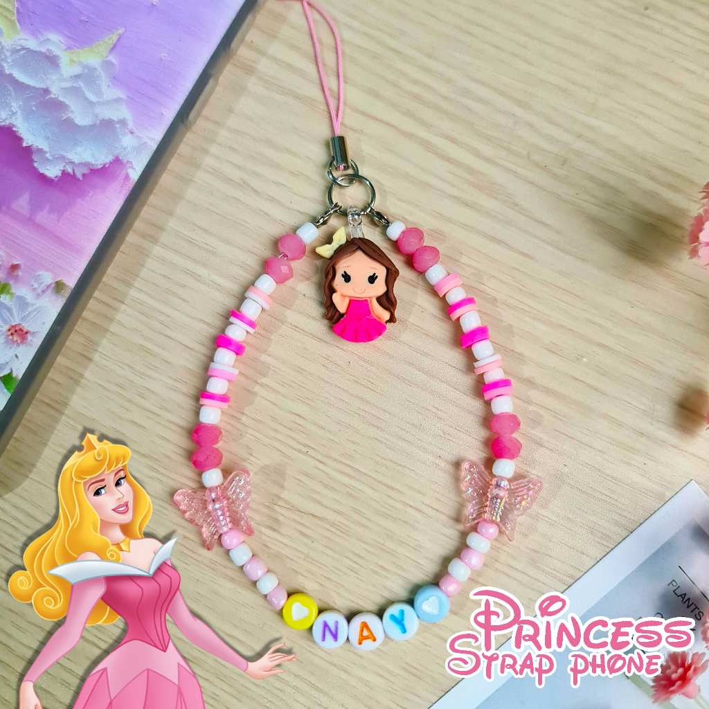 Tali Ponsel, Luggage Tag, Gantungan Kunci, Phone Strap Princess Custom Nama Mr Nanas