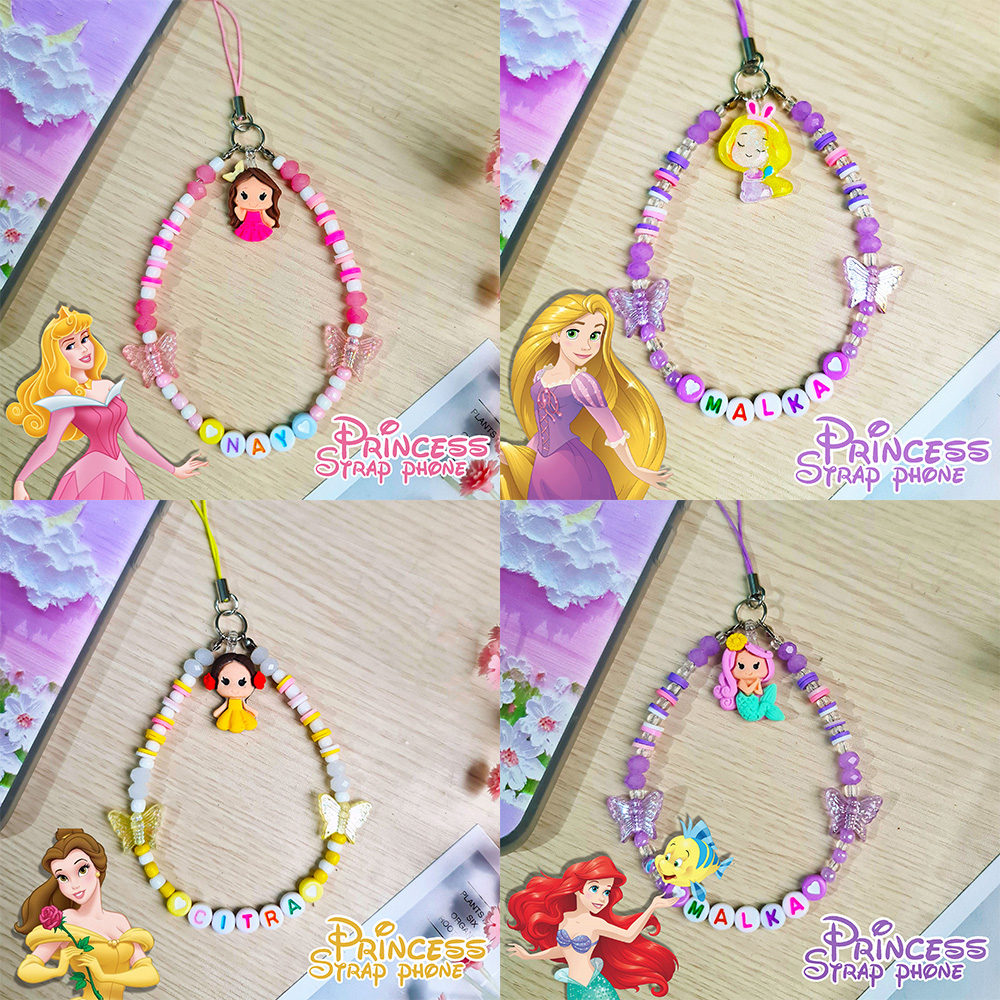 Tali Ponsel, Luggage Tag, Gantungan Kunci, Phone Strap Princess Custom Nama Mr Nanas