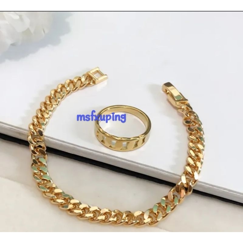 Gelang Free Cincin Motif Rantai Medan Lapis Emas 24K