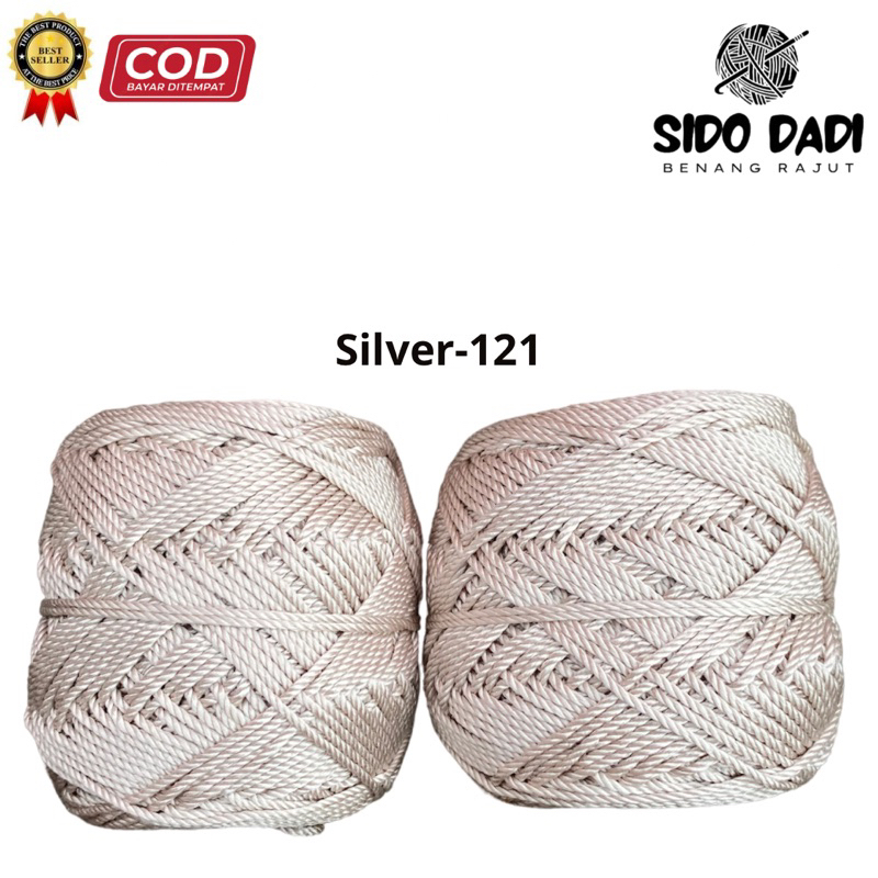 SIDO DADI - Benang Rajut Poly Kilap (Silver 121) - Polyester - Poli Kilap