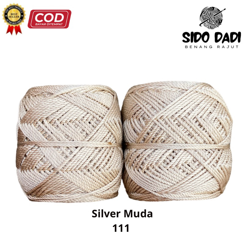 SIDO DADI - Benang Rajut Poly Kilap (SILVER MUDA) - Polyester - Poli Kilap