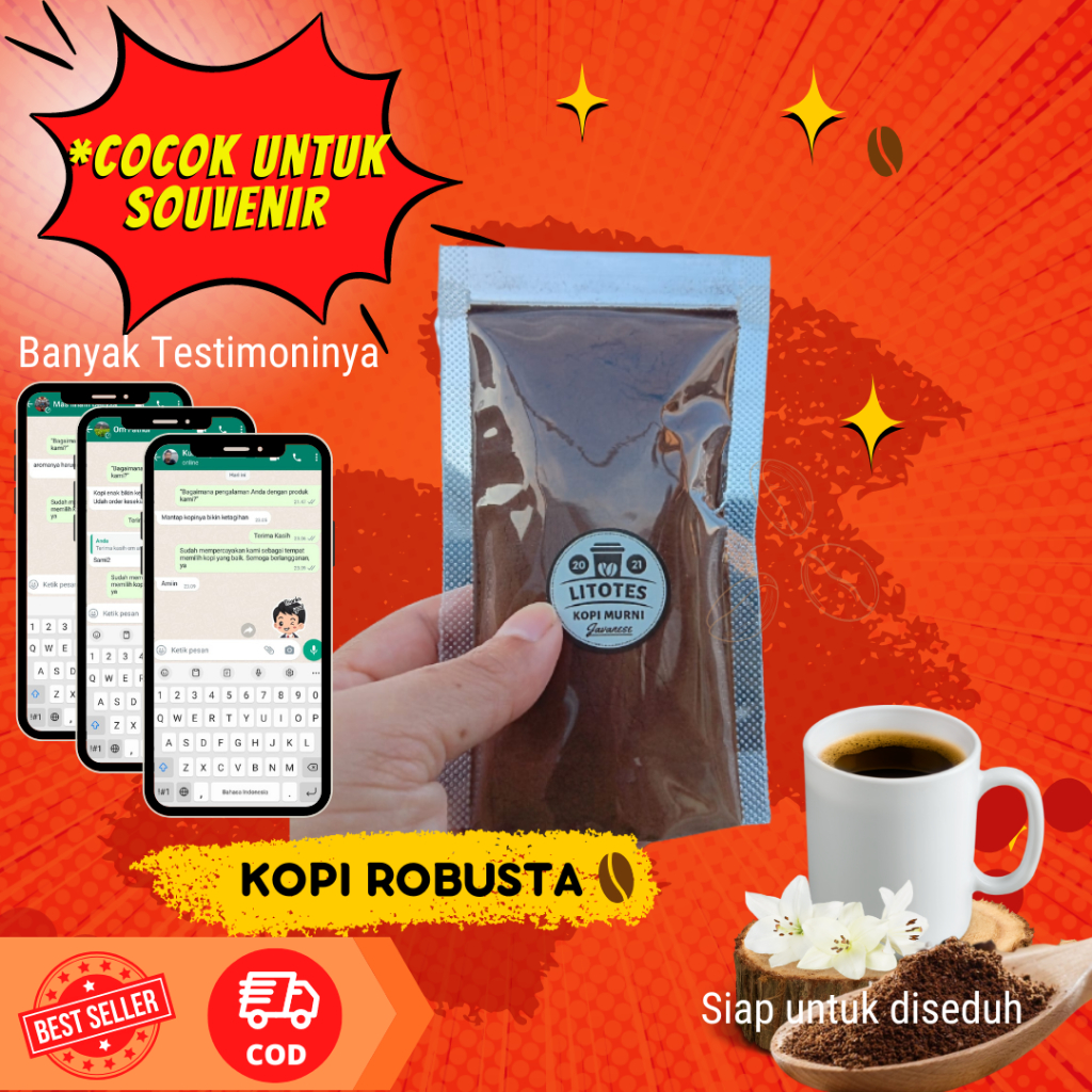 

Kopi Robusta Temanggung Asli Bubuk Murni Natural 100%