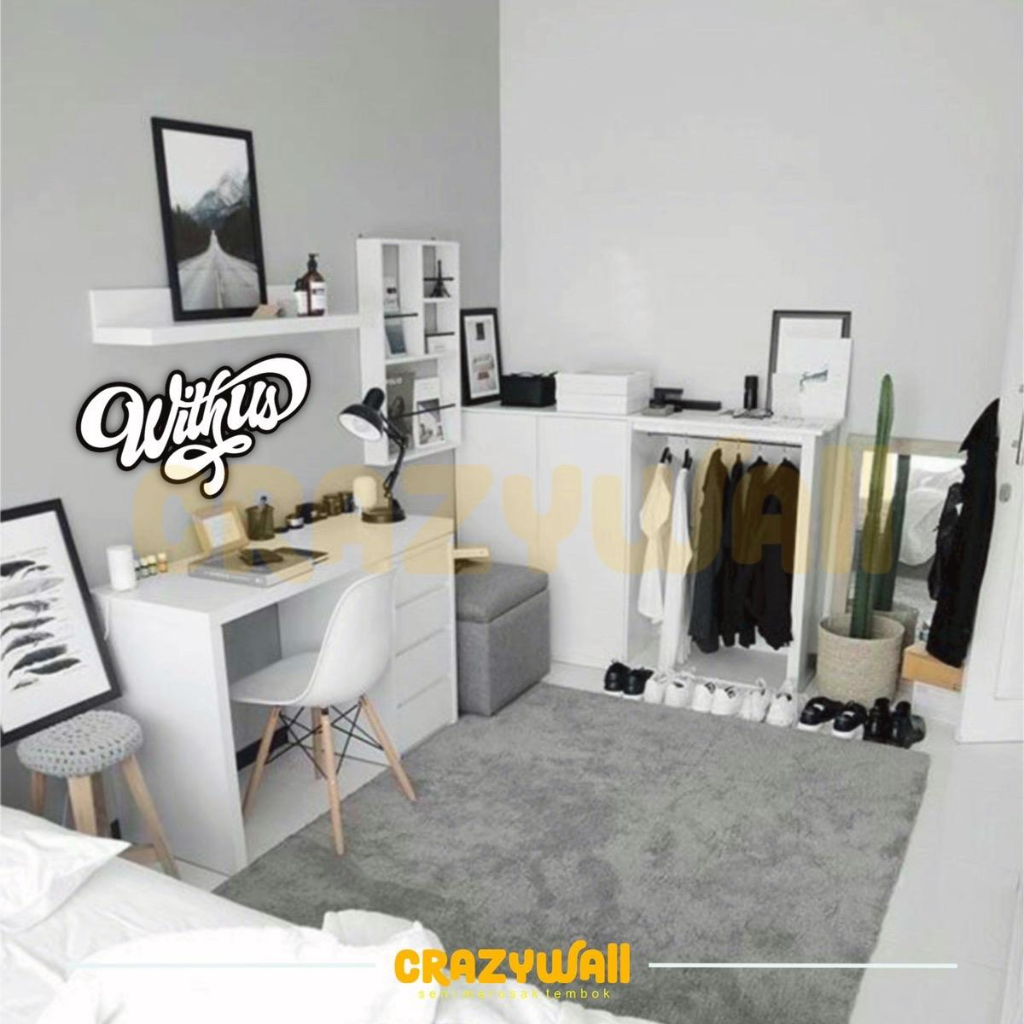 Hiasan dinding lettering “WITH US“ wall decor aesthetic kamar cewek kamar cowok