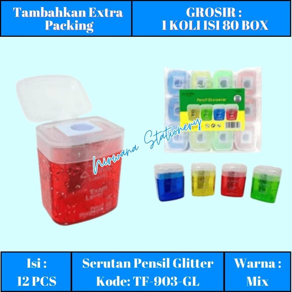 

(12 PCS) Serutan Pensil / Orotan Pensil Glitter TF-903-GL
