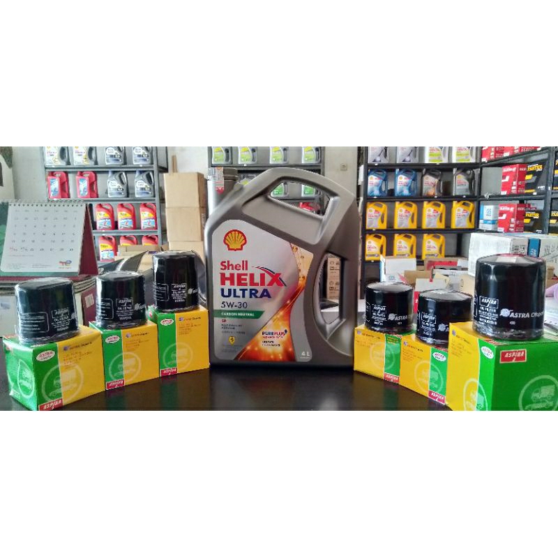 Shell Helix Ultra SP 5w-30 dan Filter Oli Aspira Astra. Mobil honda accord civic odyssey mobilio toy