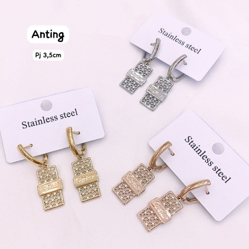 Anting Titanium asli mirip emas asli Premium Quality Anti Karat Anti Alergi Anting Stainless steel Ori At7939