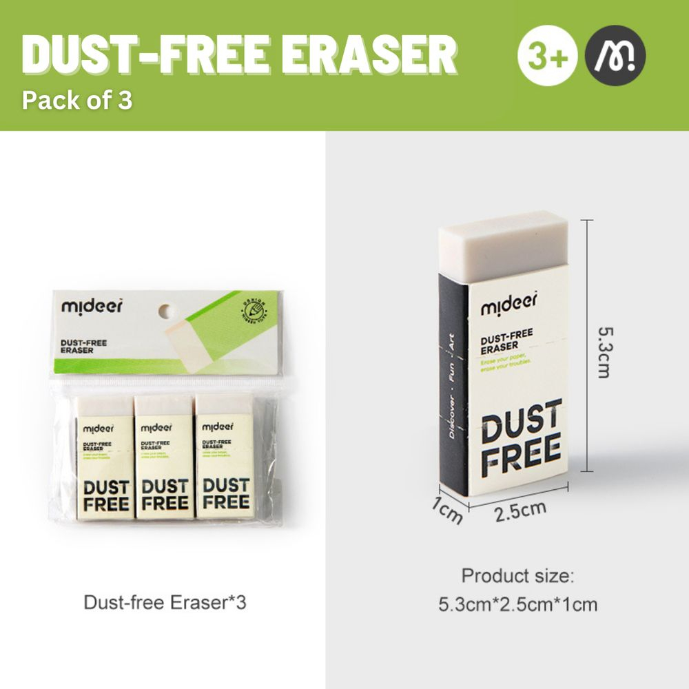 

Ay00! Mideer Dust Free Eraser 3in1 Peralatan Sekolah Penghapus Anak Isi 3 Alat Tulis Kantor