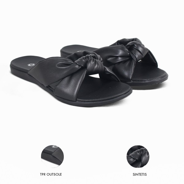 Sandal Wanita Teplek H 3864 Brand Hertz Sandal Slop Kondangan Santai Jalan Jalan Trendi Berkualitas - Hitam