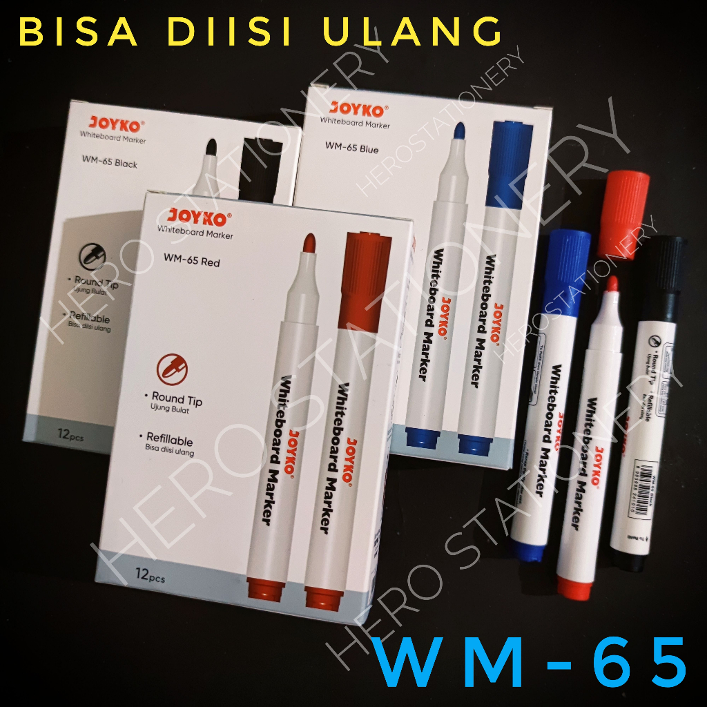 

Joyko spidol whiteboard refillable bisa dihapus bisa diisi ulang WM-65