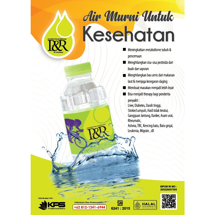 

Air Minum Demineral P&R air murni kesehatan 330ml per botol