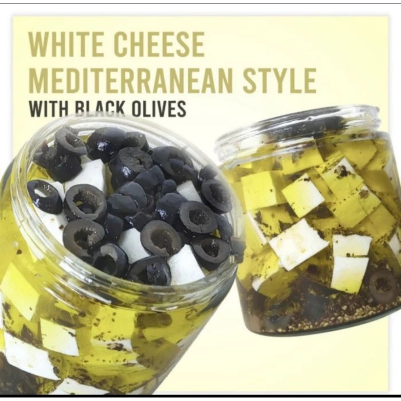 

Feta cheese with Black olive in Olive oil and herbs No sugar No salt 125gr